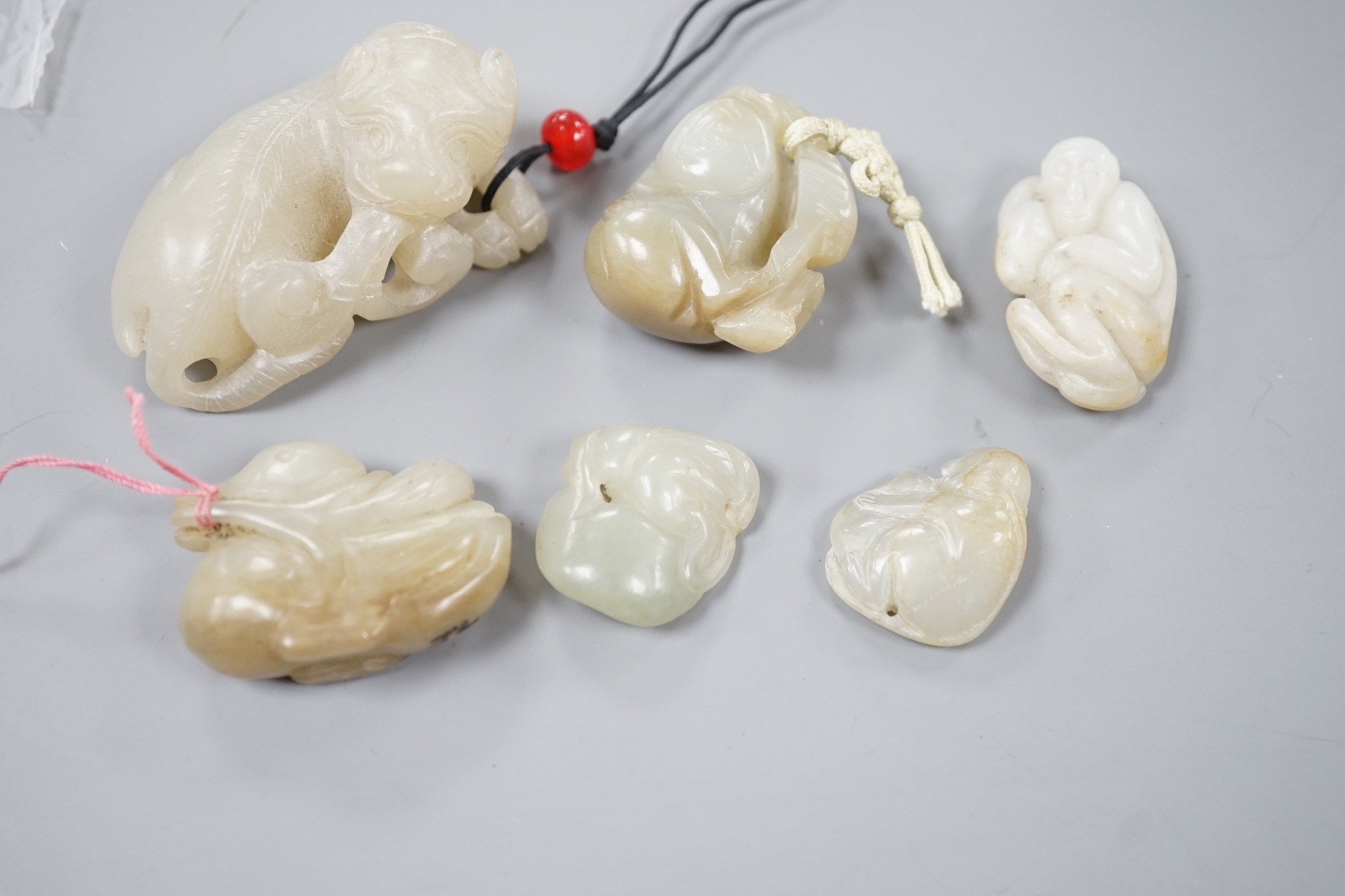 Six pieces of small carved Nephrite Jade figures