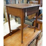 An Edwardian rectangular mahogany hinged top writing table, width 62cm, depth 45cm, height 74cm