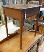 An Edwardian rectangular mahogany hinged top writing table, width 62cm, depth 45cm, height 74cm