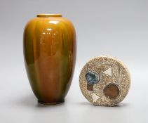 A Burmantofts vase and a Troika wheel vase, tallest 21cm
