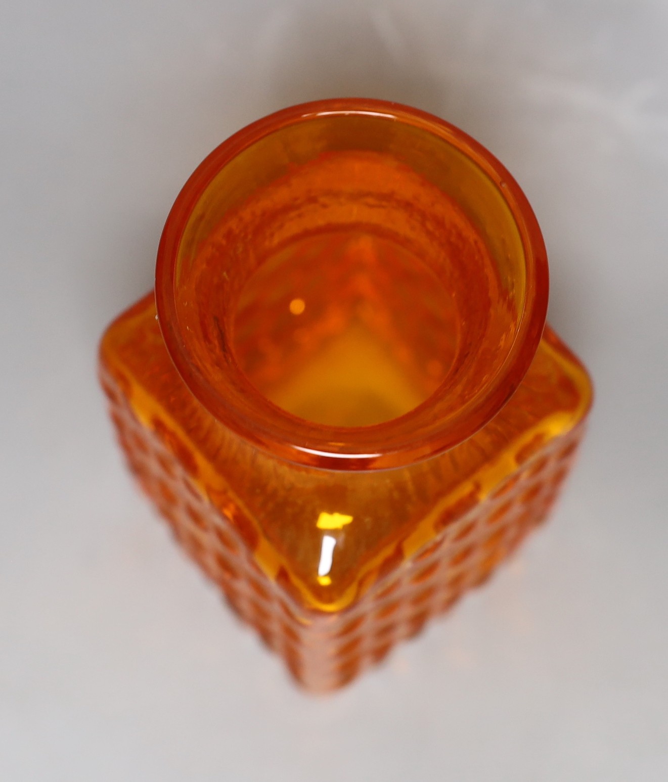 A Whitefriars 'Chess' glass vase, designed by Geoffrey Baxter, pattern number 9817, tangerine glass, - Image 2 of 3