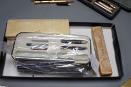 A collection of Conway, Sheaffer, Parker pens and others