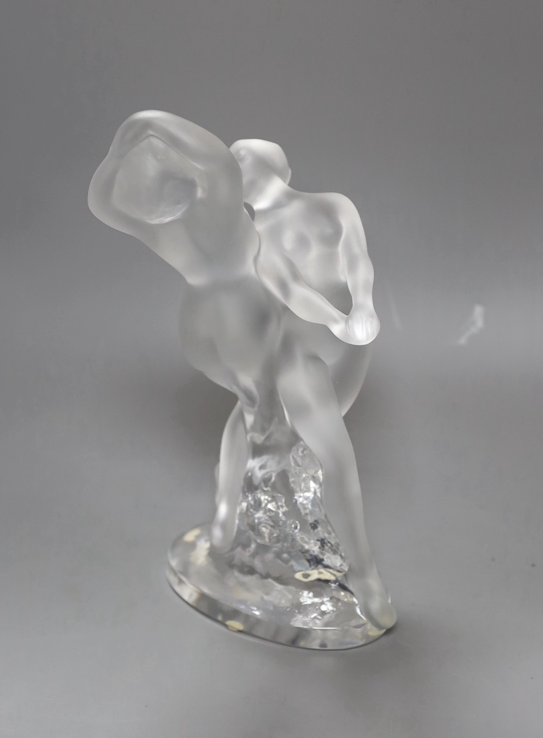 A Lalique glass figure group of dancing lady’s, 26cm