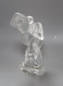 A Lalique glass figure group of dancing lady’s, 26cm
