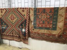 Two Afghan kelim rugs larger 210cm x 150cm