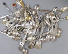 A small quantity of assorted small flatware including sterling, plated, silver and continental white