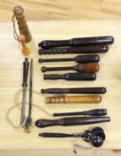 A selection of priests, coshes, truncheons etc.