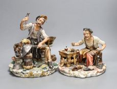 Two Capo di Monte figures, 24cm