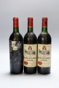 A bottle of Leoville Las Cases (undated) and two bottles of 1985 Château Isla Croix de Gay,