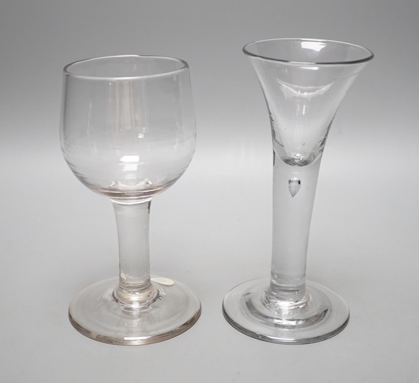 A mid 18th century mead glass and a similar drawn trumpet ale glass, tallest 17cm - Image 3 of 3