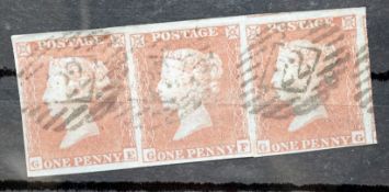 Three Victorian penny red stamps
