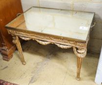 An 18th century style rectangular giltwood and gesso mirrored tray top table, width 80cm, depth