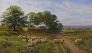 George Shalders (1826-1873), watercolour, Sheep beside a moorland path, signed and dated 1870, 30