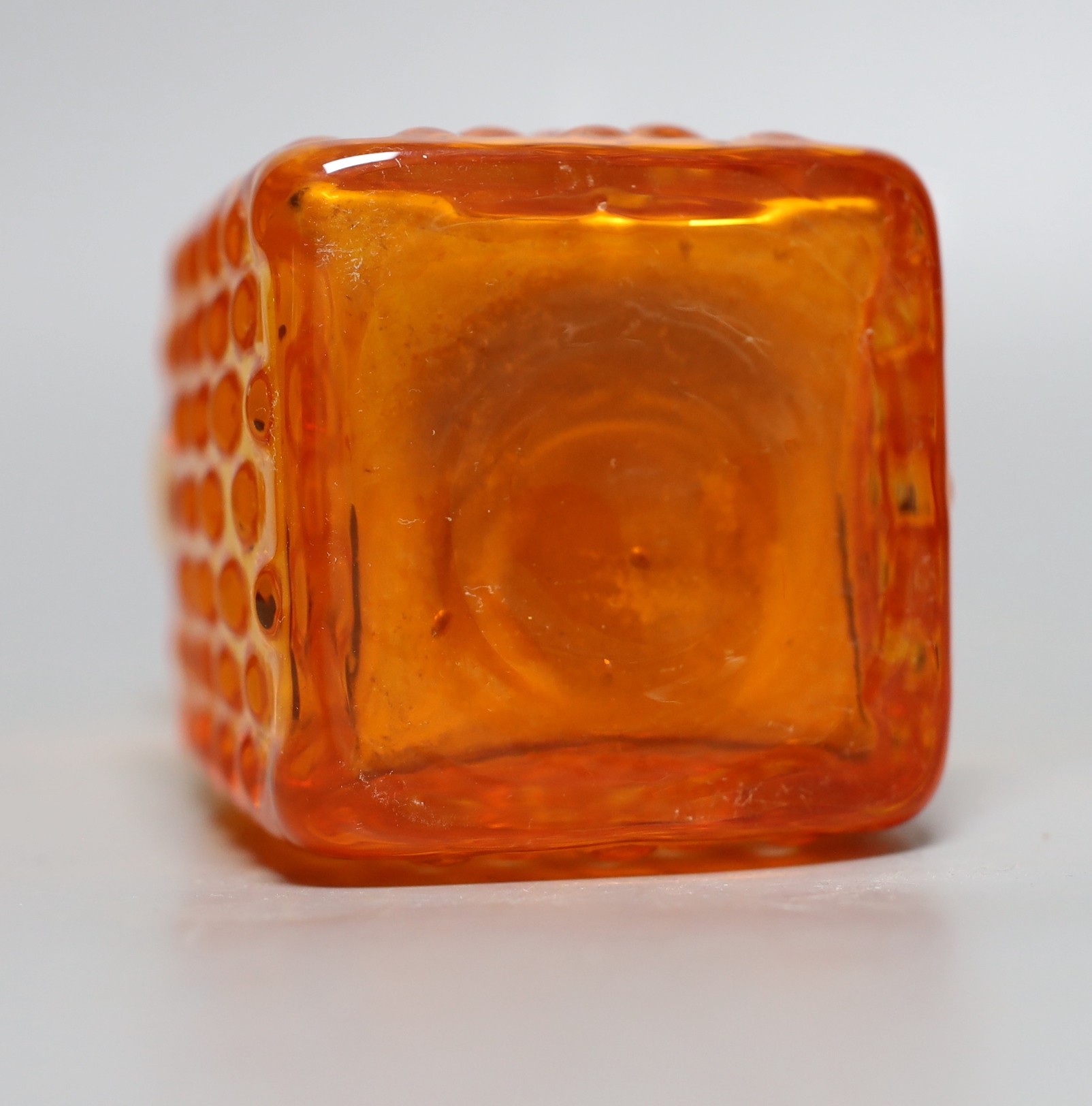A Whitefriars 'Chess' glass vase, designed by Geoffrey Baxter, pattern number 9817, tangerine glass, - Image 3 of 3
