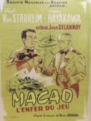 A French S.N.A. full size cinema poster for 'Macao, L’Enfer du Jeu', by Jean Delannoy, 160 x 119cm