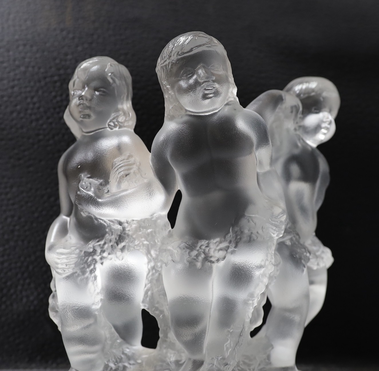 A Lalique glass model of three putti, boxed,18 cms wide, - Image 2 of 3