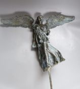 Weathered bronze, winged garden figure,52 cms high,