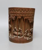 A Chinese bamboo brushpot,17 cms high,
