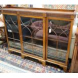 A 1920's Chippendale revival mahogany breakfront bookcase, length 154cm, depth 22cm, height 120cm