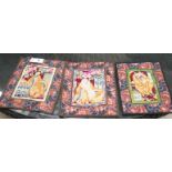 Three Chinese embroidered robe panels, each width 26cm, height 32cm