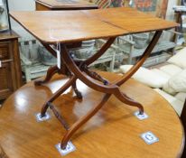 A Victorian rectangular mahogany folding coaching table, length 92cm, depth 50cm, height 70cm