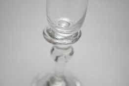 A George II wine glass with inverted teardrop baluster stem, 15.5cm tall