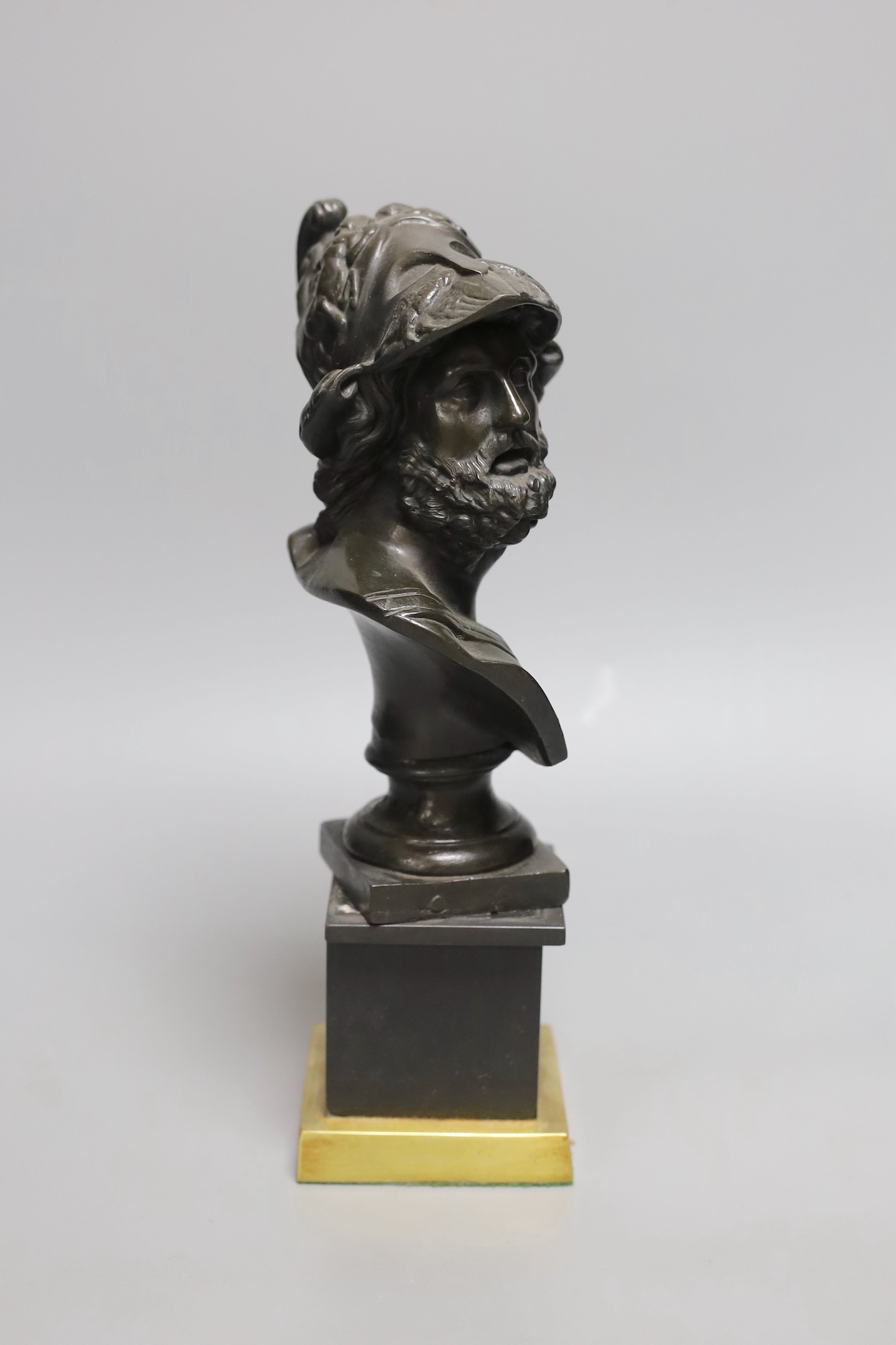 A grand tour style bronze bust of Menalaus 28cm - Image 2 of 3