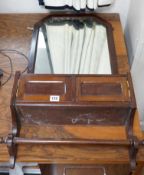 A 19th century German carved oak and beech spinning chair and an Edwardian wall mirror with