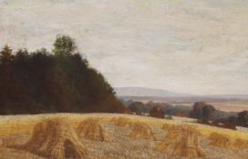 Victorian School, oil on canvas, Harvest field, 50 x 75cm