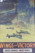 After Frank Wootton, colour poster, 'Wings for Victory', 73 x 49cm