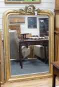 A 19th century French giltwood and gesso overmantel mirror, width 101cm, height 148cm
