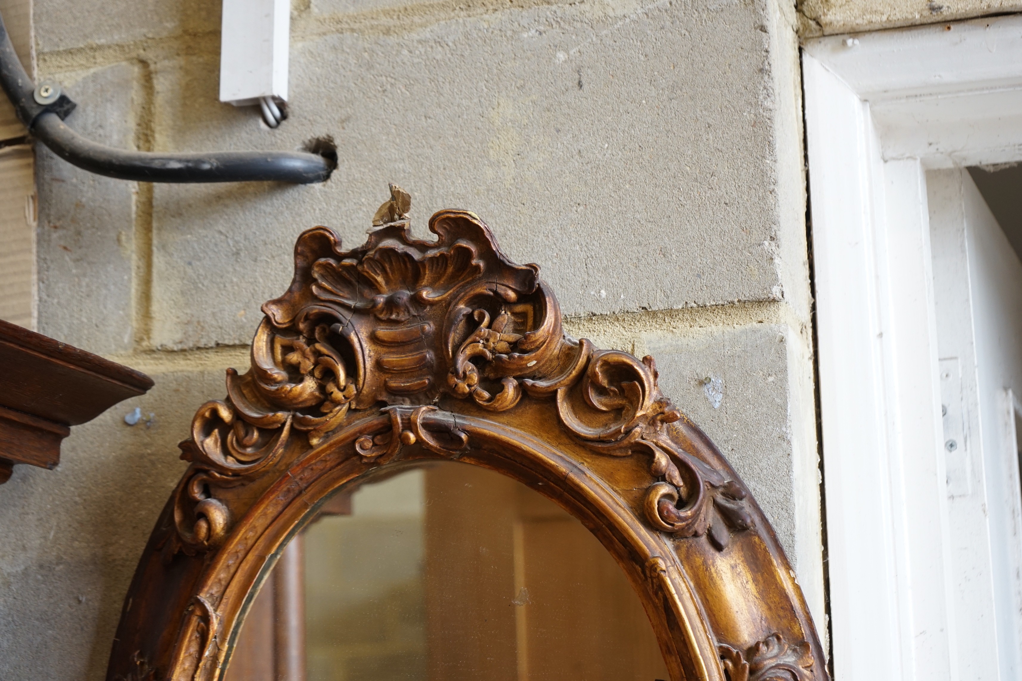 A Victorian giltwood and gesso oval girandole, width 48cm, height 72cm - Image 2 of 3