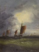 Williamson, oil on board, Fishing boats at sea, signed, 44 x 34cm