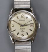 A gentleman's stainless steel Le Chaminent Master Mariner wrist watch, on associated flexible