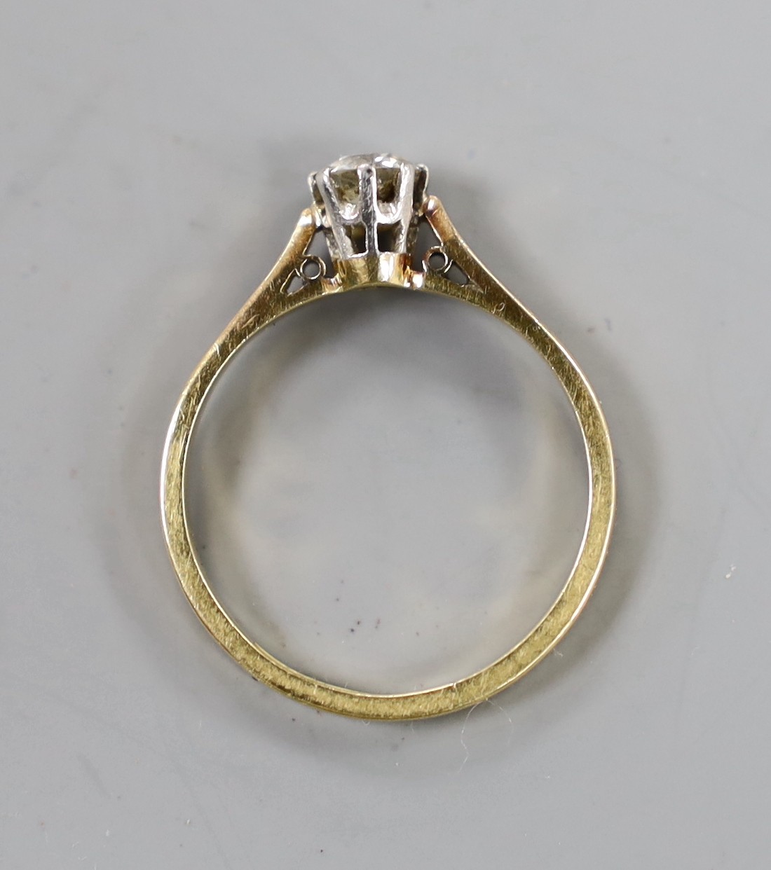 An 18ct and plat. solitaire diamond ring, size M/N, gross weight 2.5 grams. - Image 3 of 3