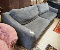 A large Italian contemporary Divani sectional grey fabric upholstered sofa, length 288cm, depth