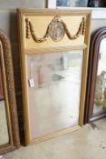An 18th century style giltwood and gesso Trumeau mirror, width 63cm, height 119cm