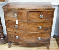 A Regency mahogany bowfront chest, width 88cm, depth 51cm, height 89cm