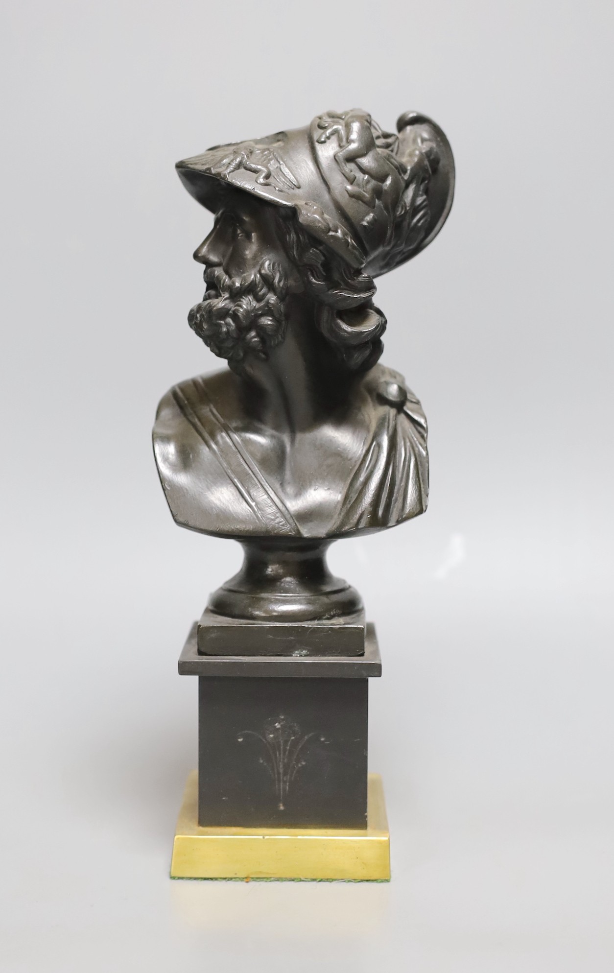 A grand tour style bronze bust of Menalaus 28cm