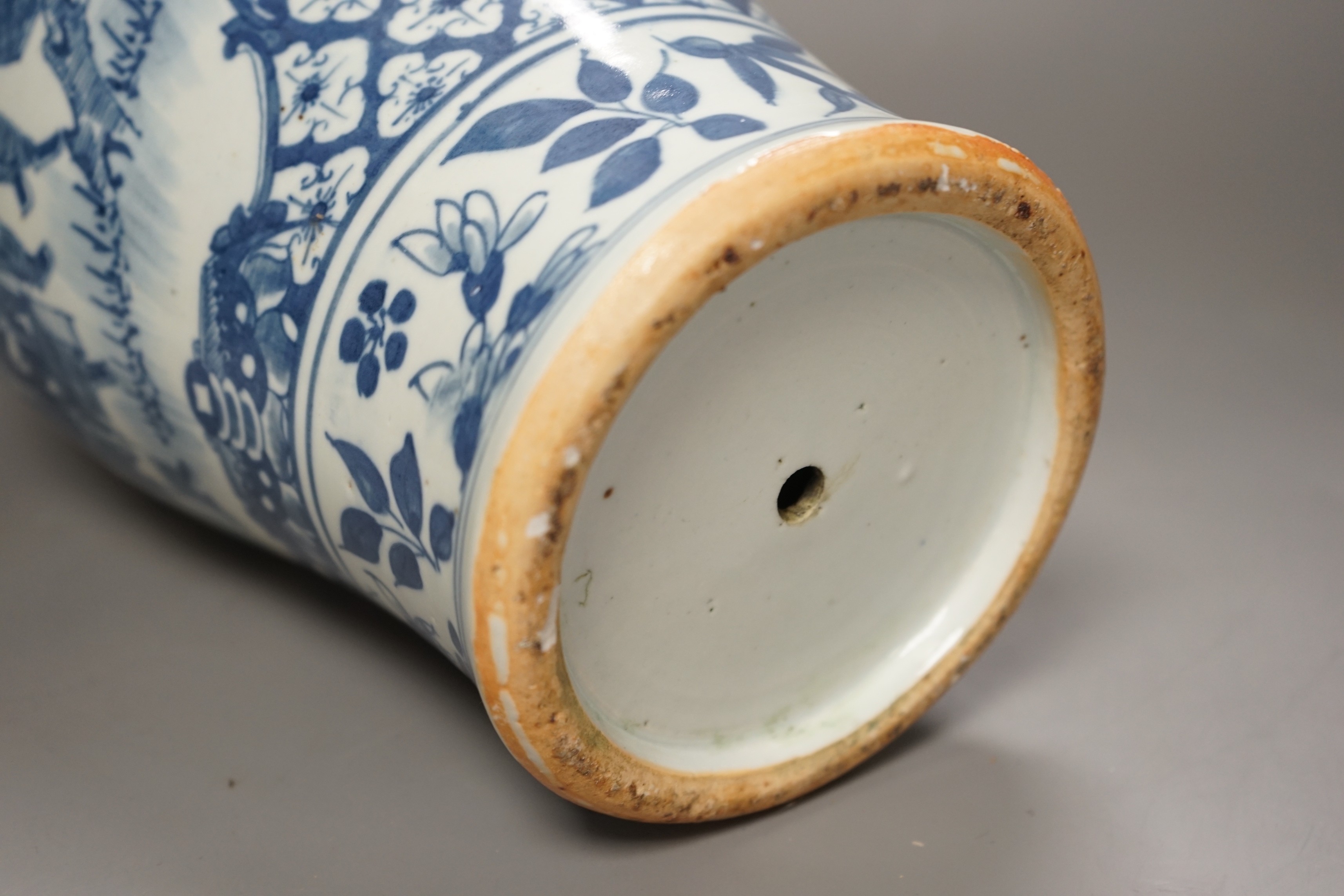 A 19th century Chinese blue and white 'Tradesmen' vase, 40cm - Image 5 of 5