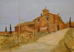 Richard Beer (1893-1959), oil on canvas, Italian hillside houses, signed, 50 x 71cm