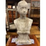 A 19th century earthenware bust of Beatrice, height 60cm
