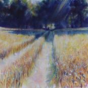 Nick Andrew (b.1957), acrylic on paper, 'Cornfield Font Hill', signed and dated 1989, Unicorn
