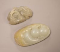 Two Chinese celadon jade carvings