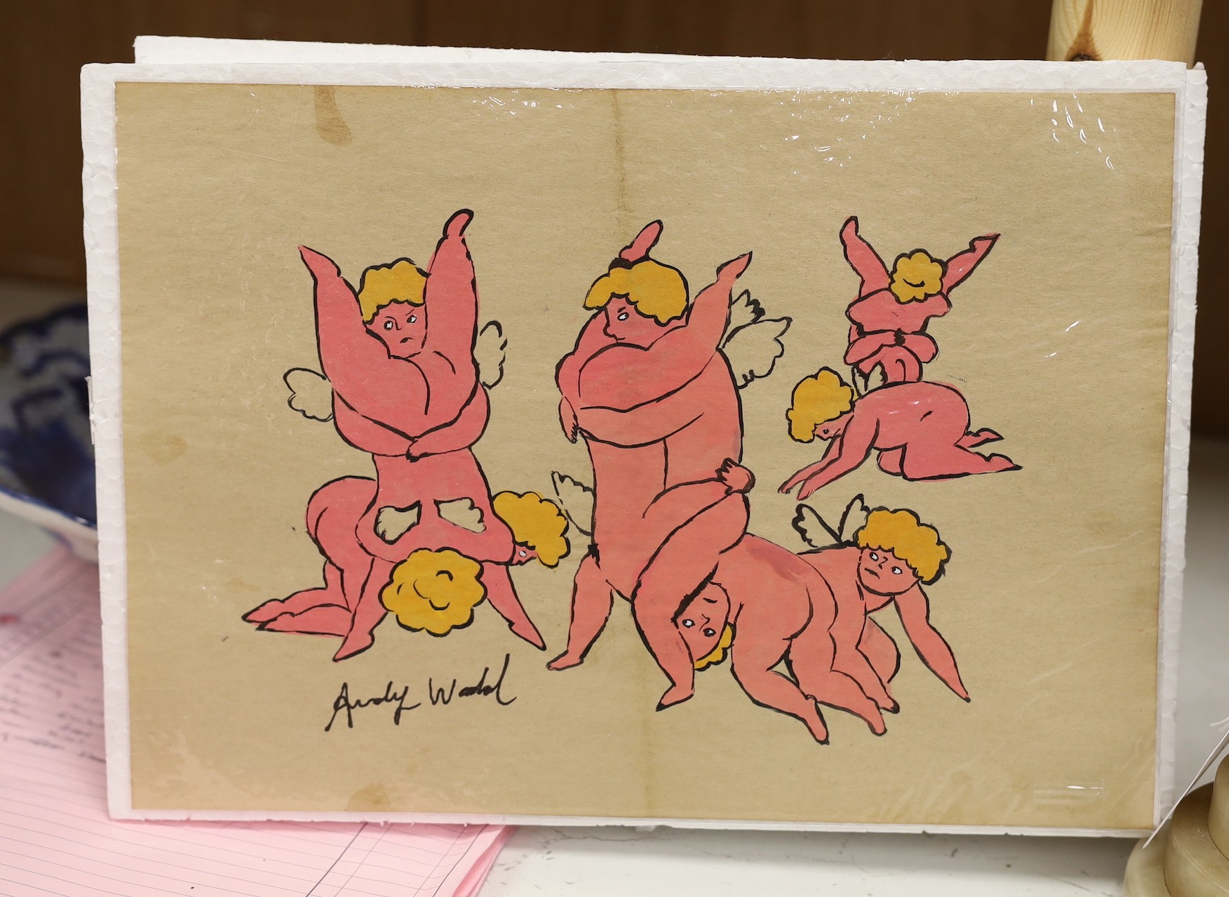 Andy Warhol (1928-1987), Ten Cherubs, Offset lithograph on light tan wove paper, 1955, signed in the - Image 2 of 2