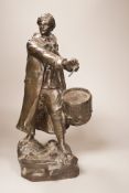 Alfred Frank Hardiman (1891-1949) bronze of a drummer, signed, 39.5 cm high