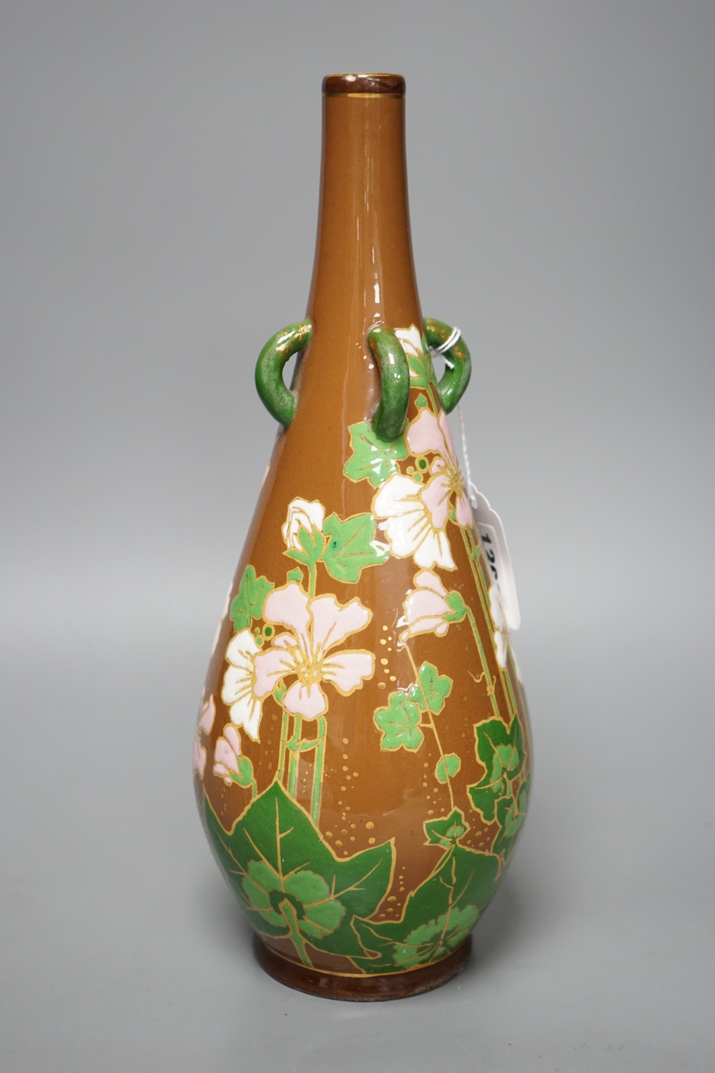 A Belgian Art Nouveau pottery vase, 32cm - Image 2 of 4