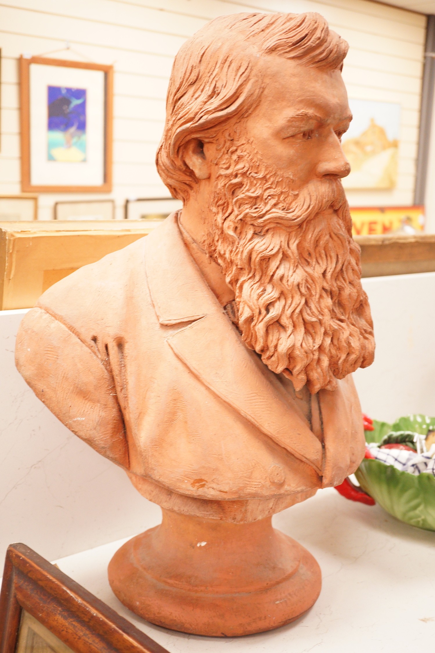 A large terracotta bust of a bearded gentleman, signed and dated H Bain-Smith, London, March 27th - Image 4 of 4