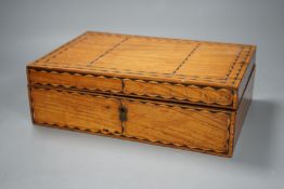 A 19th century inlaid satinwood work box, 29cm wide