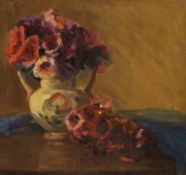 Early 20th century English School, oil on canvas, Still life of flowers in a jug, 45 x 48cm,